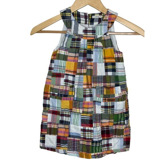 Crewcuts by J. Crew Girls' Patchwork Sleeveless 100% Cotton Dress Sz M 4-5 FLAW - Picture 1 of 15